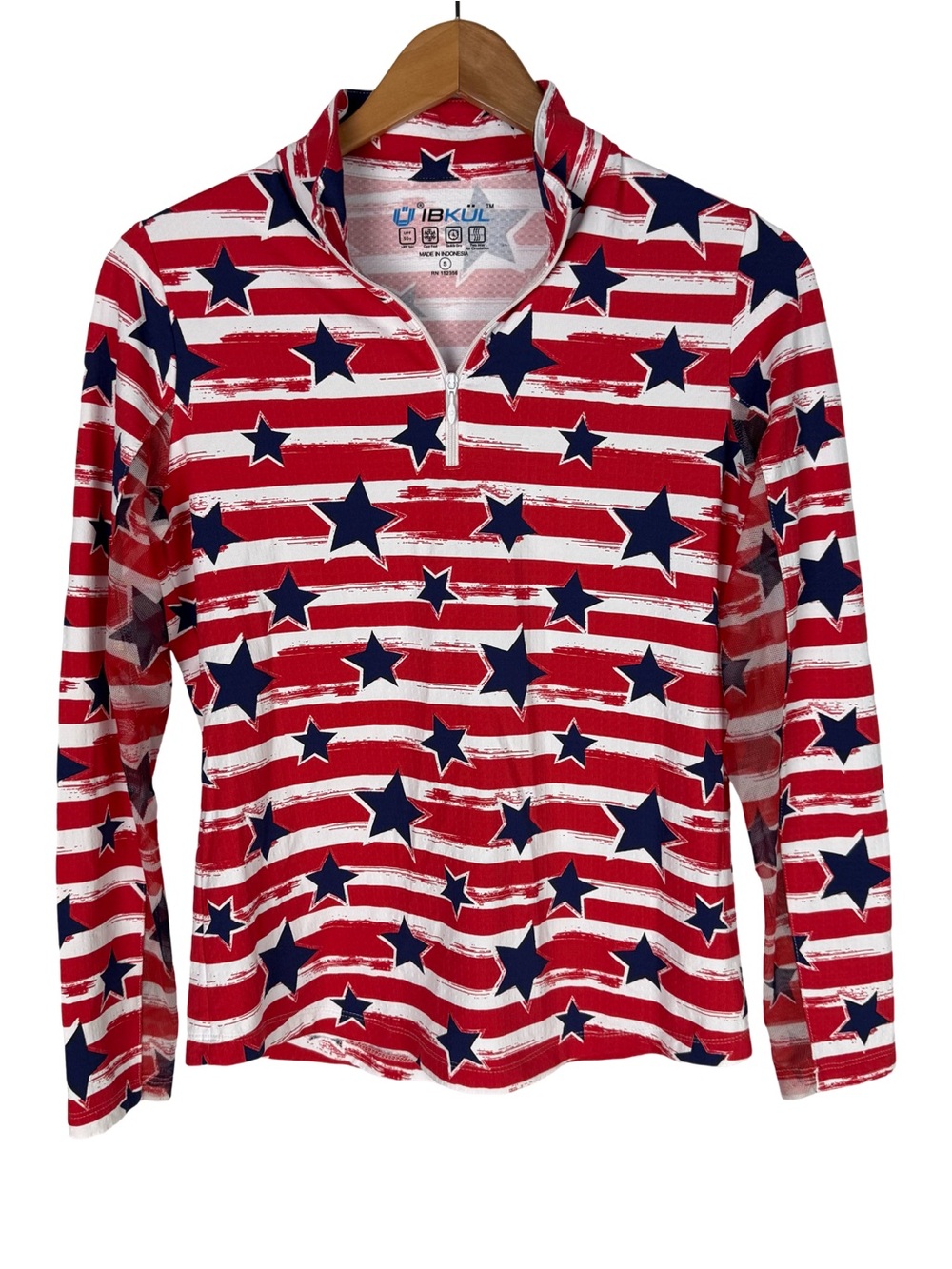 IBKUL Americana Star & Stripe Sun Shirt Red, White & Blue UPF 50+ Size S - Picture 2 of 7